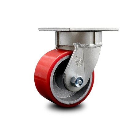 Service Caster 4 Inch Kingpinless Red Poly on Steel Wheel Swivel Top Plate Caster SCC SCC-KP30S420-PUR-RS